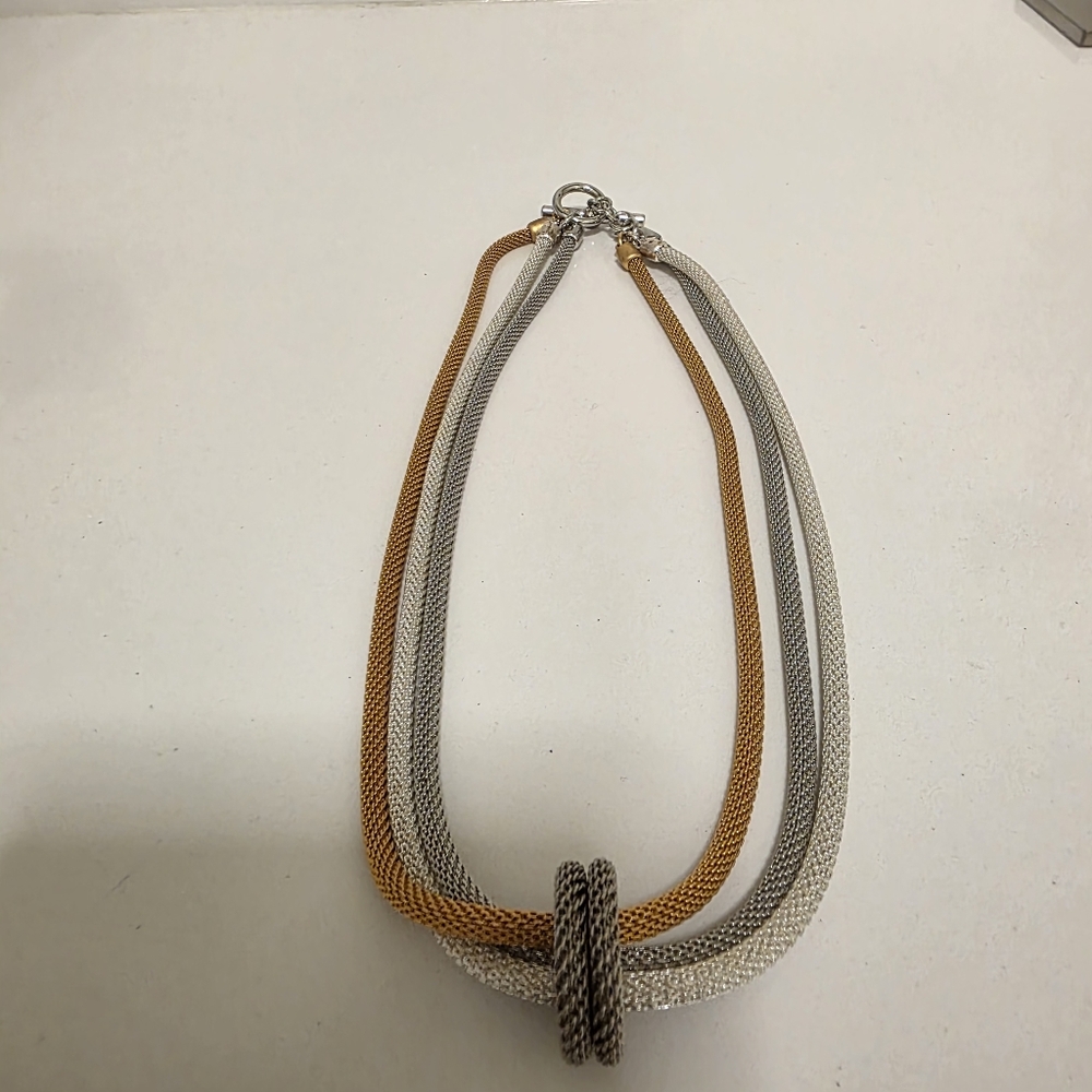 🔥3-Strand Mesh Necklace with Floating Rings - Picture 6 of 11
